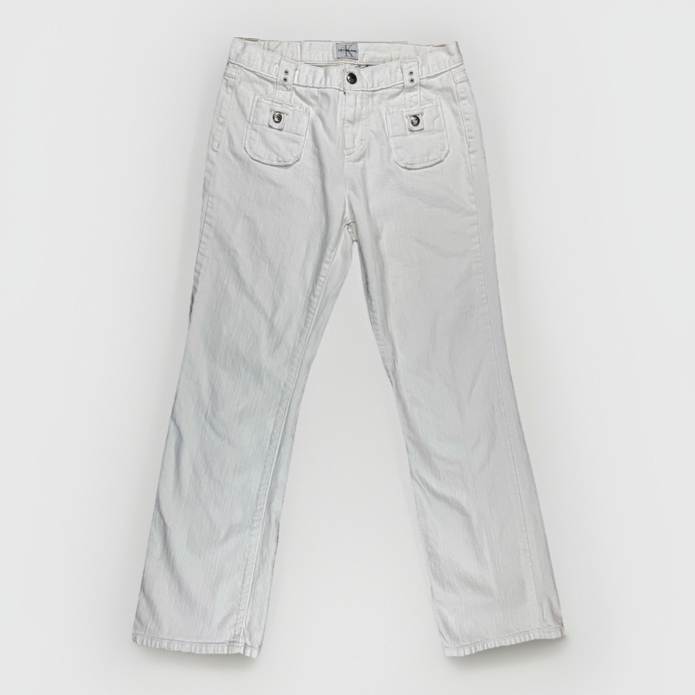 Y2K Calvin Klein Jeans Womens‎ Stretch Denim Cargo Pocket Straight Leg 10 White
